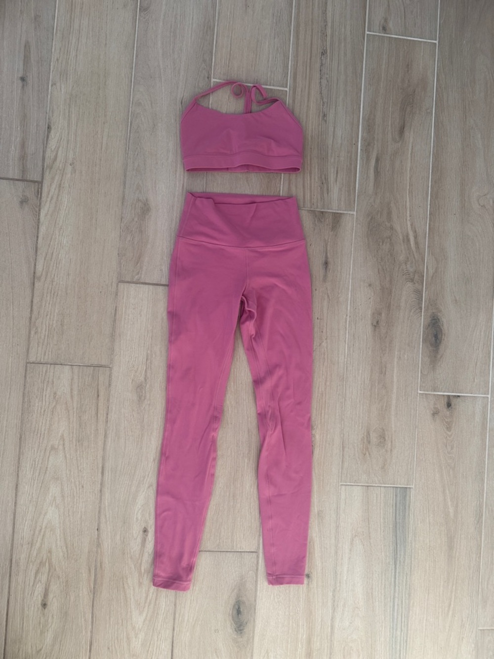 Lulu Lemon High-Waist Pink Align Leggings & Sports Bra Set